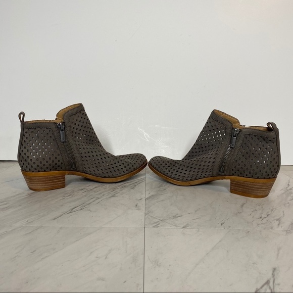 Lucky Brand Basel Laser Cut Leather Gray Bootie 6M - Picture 6 of 12